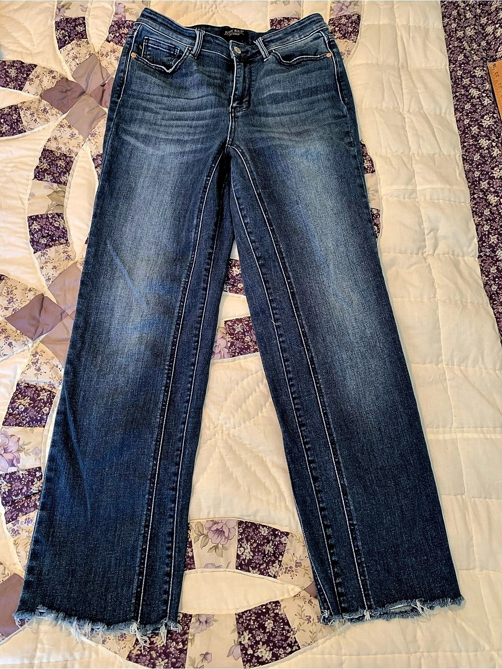 Judy Blue Straight Fit Straight Leg Jeans Blue Waist 28
